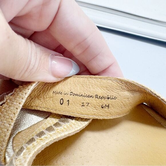 JACK ROGERS | Tan & Gold Wedge Espadrille Sandals Women’s Size 6 - Picture 12 of 12